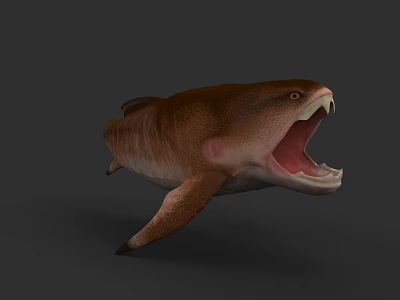 Ancient Prehistoric Aquatic Creature With Open Mouth And Sharp Teeth 3d model
