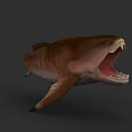 Ancient Prehistoric Aquatic Creature With Open Mouth And Sharp Teeth