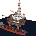 Operational Marine Industrial Equipment With Offshore Drilling Platform And Oil Tanker