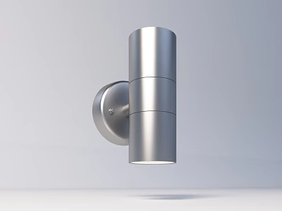 Outdoor Wall Light with Silver Metallic Sleek Finish and Modern Cylindrical Design 3d model