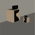 Wooden Cabinet Audio Speakers with Black Drivers Large and Small Home Sound System Setup