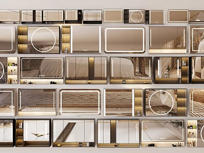 Elegant Modern Various Shaped Mirrors with Sleek Frames for Home Decor 3d model