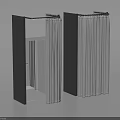 Dark Curtains In Modern Interior With Wardrobe And Mirror Design Elements 3d model