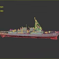 Detailed Scale Ship Model Gray Hull Red Bottom with Number 102 on Reflective Surface