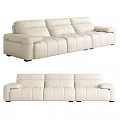 White Leather Three Seater Sofa With Modern Design And Plush Cushions