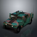 Military Camouflage Off Road Vehicle With Roof Antenna And Rugged Design