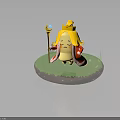Banana King Character With Golden Crown Red Cape And Scepter On Green Grass