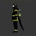 Firefighting Protective Suit With Black Yellow Reflective Stripes Helmet And Gloves