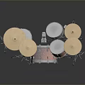 Copper Metal Drum Set With Cymbals And Stands For Home Use