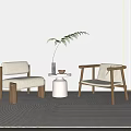 Modern Casual Table and Chair Combination Single Sofa 3d model