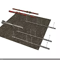Industrial Red Coated Metal Pipes And Strip Tools With Nails In Different Lengths