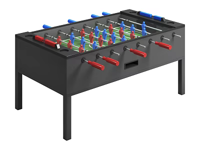 Foosball Table With Black Frame Red Blue Players And Red Handles Design 3d model