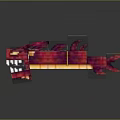 Pixel Art Red Dragon Character With Long Body Sharp Teeth And Glowing Features 3d model