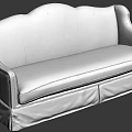 Classic Two Seater Sofa With Diamond Pattern Backrest Beige Upholstery And Valance Skirt 3d model