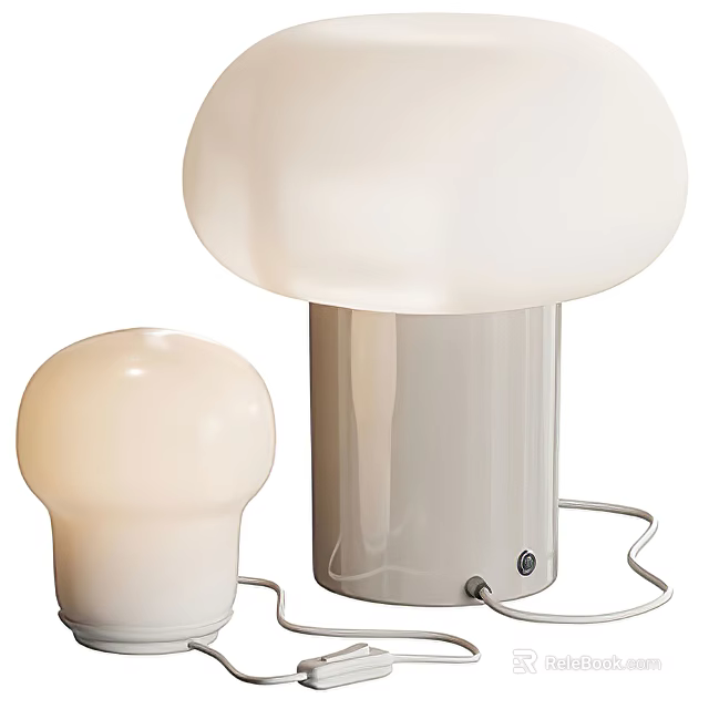 White Mushroom Shaped Table Lamps Large And Small For Home Decor Design 3d model 