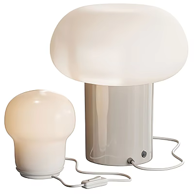 White Mushroom Shaped Table Lamps Large And Small For Home Decor Design 3d model