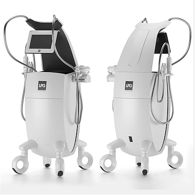 Professional LPG White Medical Device With Display Screen Connecting Cables And Wheels 3d model