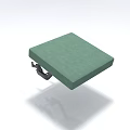 Single Sofa With Green Square Fabric Cushion And Metal Frame Design 3d model