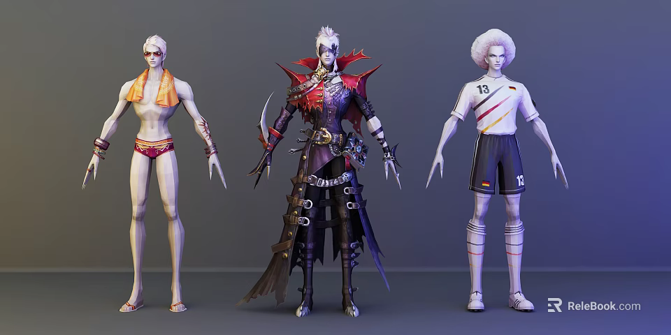Game and Movie Characters With Swimwear Elaborate Costume and Sportswear Outfits 3d model 