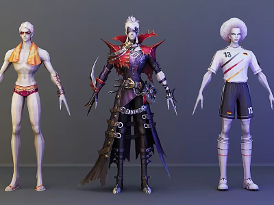Game and Movie Characters With Swimwear Elaborate Costume and Sportswear Outfits 3d model