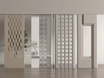 Modern Decorative Room Dividers With Grid Circular Square Patterns In Indoor Space 3d model