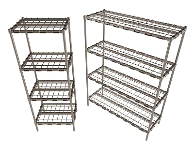 Metal Display Shelves With Multiple Wire Grid Tiers For Retail Storage Solutions 3d model