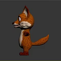 Cute Cartoon Fox Character 3D Model With Orange White Fur And Red Ears Open Arms