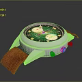 Stylish Chronograph Watch With Green Dial White Case And Orange Leather Strap