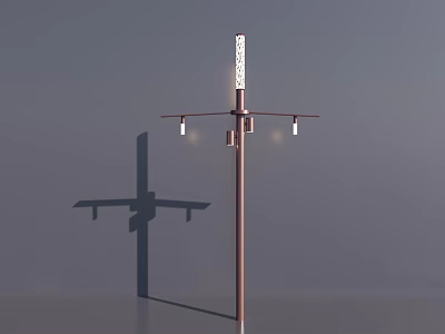 Modern Outdoor Post Light With Crossbar And Two Lights On Ends For Outdoor Spaces 3d model