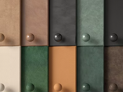 Colorful Leather Drawers With Diverse Knobs And Tones 3d model