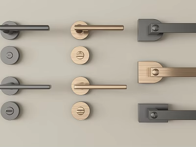Various Modern Door Handles With Different Styles And Sleek Metal Finishes 3d model