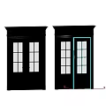 White and Black Double Doors with Glass Panels and Classic Panel Design