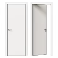 Modern White Interior Double Swing Door Design With Sleek Metal Handles 3d model