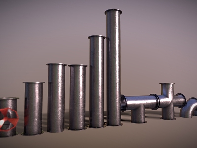 Industrial pipe, valve, pipe hardware, iron pipe, steel pipe 3d model