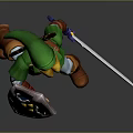 Link the Elf Character in Green Outfit Wielding Shield and Sword