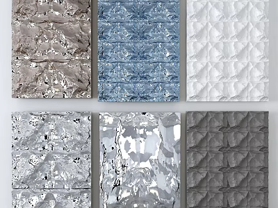 Stylish Wall Decor With Various Textured Patterns In Brown Blue White Silver And Gray 3d model