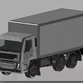 Silver Box Truck With Front Cab Large Cargo Container And Black Wheels Design 3d model