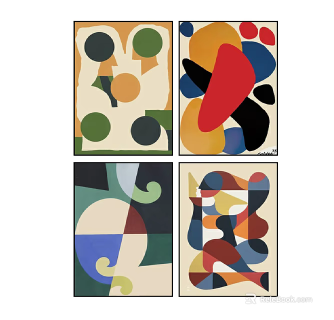 Abstract Art Paintings With Vibrant Colors Geometric Shapes And Modern Design 3d model 