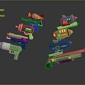 Futuristic Sci Fi Weapons Collection With Colorful Designs And Glowing Details