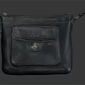 Elegant Dark Leather Shoulder Bag With Small Pocket And Metal Accent 3d model