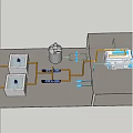 Industrial Factory Layout With Pipes Storage Tank And Equipment Connections