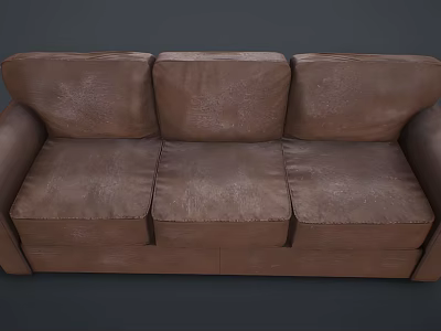 Brown Leather Two Seater Sofa Modern Living Room Comfortable Furniture Piece 3d model