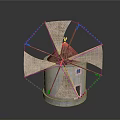 Traditional Windmill With Pink Blades White Base And Small Window Classic Design Structure 3d model