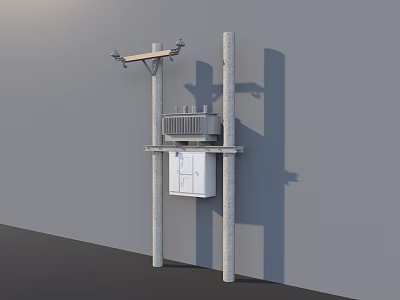 Road Facilities With Utility Pole Electrical Transformer And Distribution Box 3d model