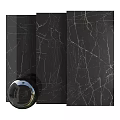 Stone Wood Decorative Panels With Black Marble And Golden Vein Textures