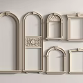 Light Colored Decorative Frames With Arch Rectangular Shapes And Carved Details 3d model