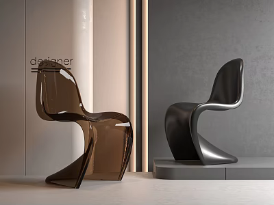 Modern Designer Dining Chairs Featuring Brown And Black Sleek Transparent Style 3d model