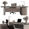 Modern Desk and Chair Combination Office Desk Open Shared Desk 3d model