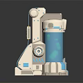 White And Blue Industrial Mechanical Equipment With Cylindrical Structure And Mechanical Arm