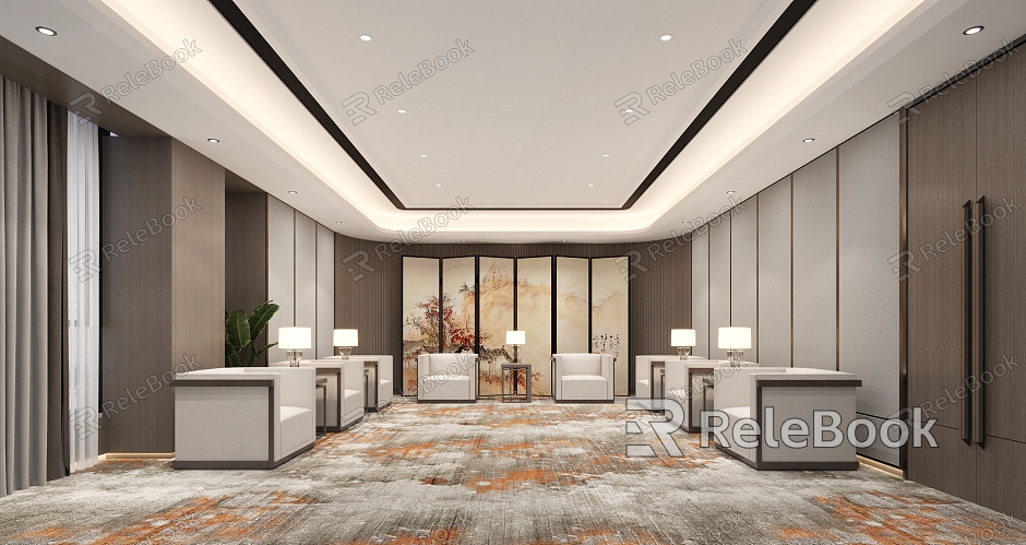 New Chinese Reception Room VIP Reception Room model